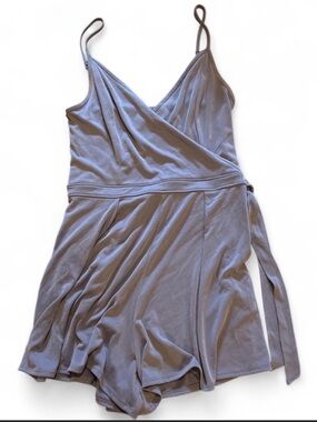 Abercrombie & Fitch Ribbed Back dress with shorts in Dusty blue
